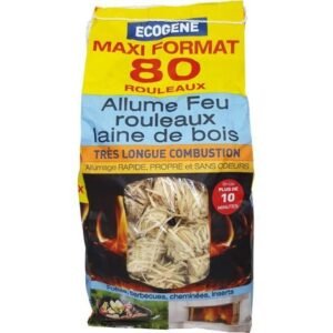 Ecogène — 80 rouleaux allume-feu laine de bois