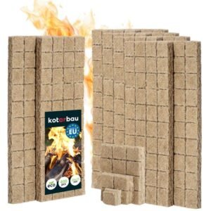 Lot De 400 Pièces Allume Feu Cube - Laine De Bois - 25 x 8 x 13 cm - Naturel - Allume Feu Barbecue - Cheminée Four Bois KOTARBAU