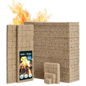 Lot De 1200 Pièces Allume Feu Cube - Laine De Bois - 25 x 8 x 13 cm - Naturel - Allume Feu Barbecue - Cheminée Four Bois KOTARBAU