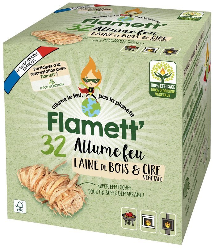 ALLUME FEU LAINE DE BOIS FLAMETT X 32