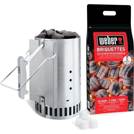 Weber — kit cheminée d’allumage, briquettes 2 kg et 6 allume-feux