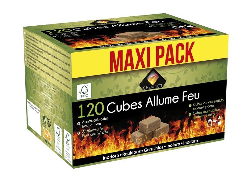 Pack de 120 cubes de bois Pyrofeu 100% végétal et refermable