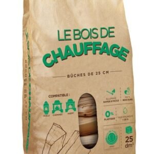 Bûches, sac kraft 25 Dm3, L25, bois dur