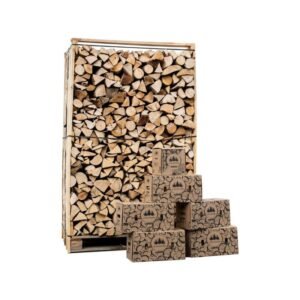 BOX 3 STÈRES 30CM BOIS DE CHAUFFAGE SEC AVEC 5 CARTONS DE BOIS D'ALLUMAGE / 1 CARTON 2KG ALLUME-FEU
