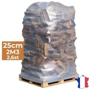 J'ENVOIE DU BOIS - Bois de Chauffage 25cm - Palette de 2m3 - 2,6 Stères de Bûches Extra sèches (étuvées) - Poêle, Insert cheminée, Brasero - Bois durs