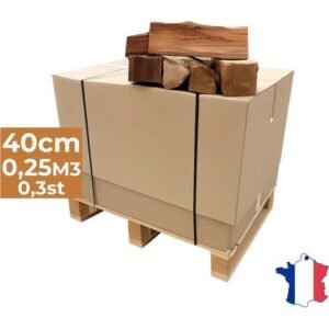 J'ENVOIE DU BOIS - Bois de Chauffage 40cm - Palette de 0,25m3 - Bûches Extra sèches (étuvées) - Poêle, Insert cheminée, brasero, Barbecue, Four à Pizza - Mélange Bois durs (hêtre, chêne, frêne)