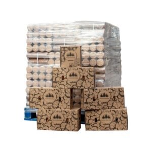 1000 KGS DE BUCHES COMPRESSÉES DE JOUR, BOIS DE CHAUFFAGE DENSIFIÉ POUR POÊLE À BOIS CHEMINÉE 5 CARTONS DE BOIS D'ALLUMAGE / 1 CARTON 2KG ALLUME-FEU