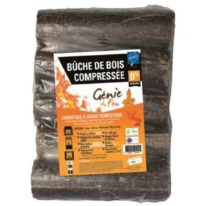 Bûche compressée longue durée Génie vendue par 5 pièces