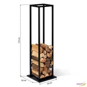 Range-bûches vertical "Wood & Steel" acier noir 33 x 33 x 112 cm - FACILITYS