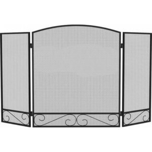 Pare-feu cheminée - HOMCOM - pliable - 3 panneaux en métal - 123 x 70 cm - noir