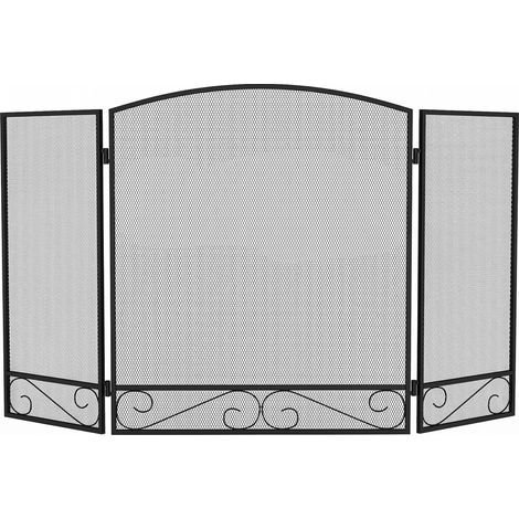 Pare-feu cheminée - HOMCOM - pliable - 3 panneaux en métal - 123 x 70 cm - noir