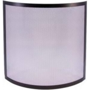 Grille pare-feu cheminée courbe en fer forgé noir – Protection contre les braises – Hauteur 67 cm x Longueur 60 cm