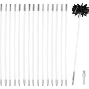 6m Kit de Ramonage Poêle Pellet Réglable Brosse Nettoyage de Cheminée 100mm Conduits 15 Cannes de Ramonage Kit pour Nettoyage du Poêle à Granulés Outil Nettoyage pour Cheminées