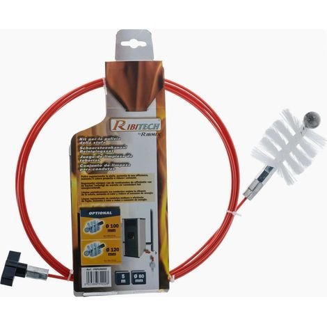 Kit de ramonage pour poêle à granulés – Canne flexible 5 mètres en fibre de verre – Brosse nylon 80 mm pour nettoyage efficace