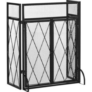 Homcom – Pare-feu cheminée 120x79cm – Métal noir