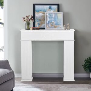 Habillage Cheminée avec Rangement Intégré - Façade de Cheminée Murale Style Classique pour Salon Chambre - Décorative Blanche