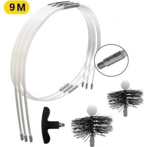 KIT DE RAMONAGE - 9 mètres - Brosses de ramonages diamétres 120 et 150 MM - Poêles à bois et pellets - SHAFFER PRO