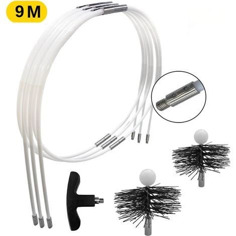 KIT DE RAMONAGE - 9 mètres - Brosses de ramonages diamétres 120 et 150 MM - Poêles à bois et pellets - SHAFFER PRO