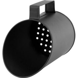 Facilitys – Pelle à granulés en métal noir avec tamis intégré – Fond perforé pour filtration efficace