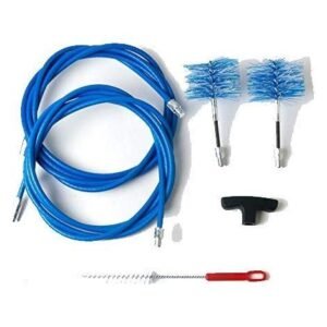 Kit de ramonage 6 m avec 2 brosses à pellets 80 mm – Nettoyage conduits de cheminée poêle à pellets – Rallonges flexibles en acier