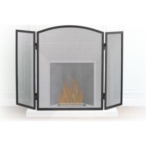 Relaxdays – Pare-feu cheminée en acier noir 3 pièces – Dimensions HxL 62 x 96 cm