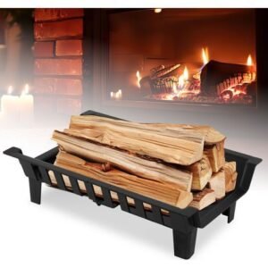 Jiubiaz Grille de foyer surélevée de 6 cm, ventilation optimisée pour une combustion efficace du bois, 46 x 31 cm