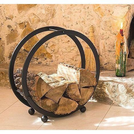 Dandibo – Étagère à bois rond 55 cm – Support de bois de cheminée