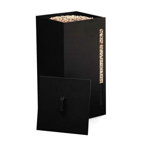 Réservoir à granulés de bois et pellets - Capacité 45 kg - Métal noir 70 L - FACILITYS