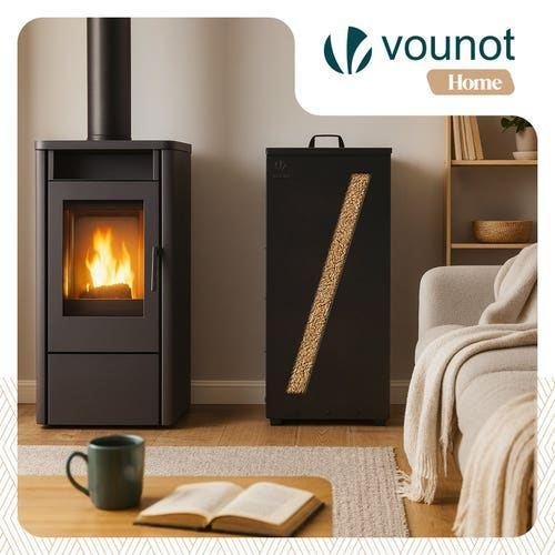 Réservoir à granulés avec roulettes 45kg - 36x36x76cm - coffre de rangement à pellets en métal - noir - VOUNOT®