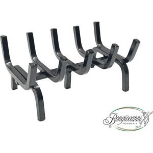 Fonderia Bongiovanni – Chenet en fer massif 14x14 mm – Support à bois avec renfort central