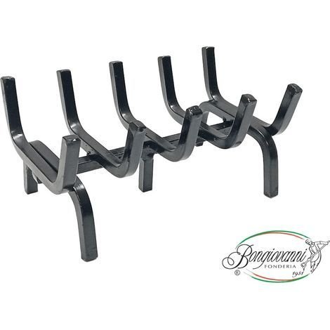 Fonderia Bongiovanni – Chenet en fer massif 14x14 mm – Support à bois avec renfort central