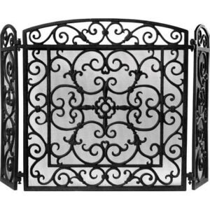 Pare-feu cheminée en fonte – Dimensions H 59 x L 20,5 x l 61 – Couleur noir