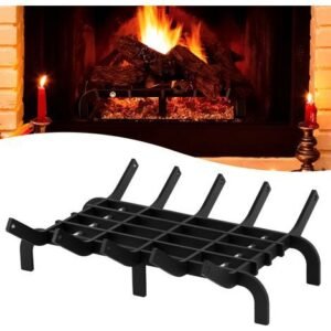 TolleTour Grille porte-bûches pour cheminée, acier résistant à la chaleur, épaisseur 7 mm, charge 50 kg, noire