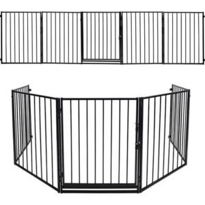 Swanew – Pare-feu cheminée 304 cm avec porte – Grille de sécurité pour enfants et animaux