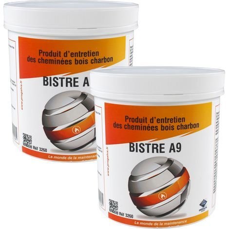 Progalva – Lot de 2 pots de 1kg Bistre A9 – Produit entretien cheminée pour bois et charbon