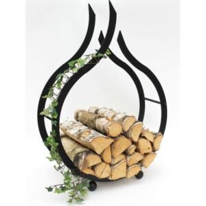 Dandibo – Étagère à bois Flamme 78 cm – Support en fer pour cheminée