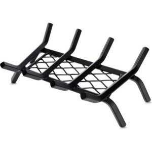 Grille de cheminée robuste de 43,2 cm avec retenue de braise, grille de bûches de 1,27 cm pour cheminée intérieure, accessoires de cheminée, support de poêle à bois, grille de poêle à bois pour