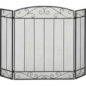 Homcom – Pare-feu cheminée noir 105x80 cm – Acier robuste pour protection contre les braises