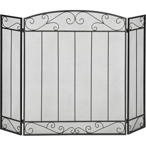 Homcom – Pare-feu cheminée noir 105x80 cm – Acier robuste pour protection contre les braises
