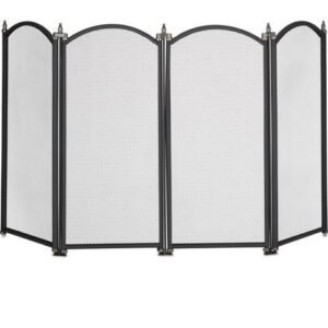 Relaxdays – Pare-feu cheminée 4 panneaux – Protection contre étincelles et braises