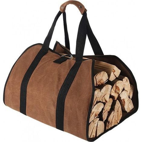 Sac à bûches droit 92cm x 48,5cm – Toile résistante – Capacité élevée pour bois de chauffage