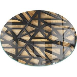 Plaque ronde de protection de sol en verre pour cheminée ou poêle moderne anti-chaleur et étincelles Géométrie avec bois Ronde fi 80