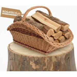 BOGATECO Panier en Osier avec Jute pour Bois de Chauffage 60 cm