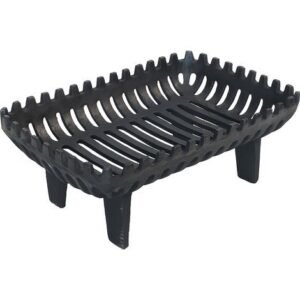 Grille de cheminée Relaxdays, bûcher pour cheminée, H x L x P : 16 x 42 x 28 cm, robuste, lourd, fonte, noir