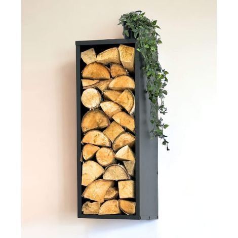 Porte-bûches mural DANDIBO 96542 métal noir 80 × 30 × 40 cm