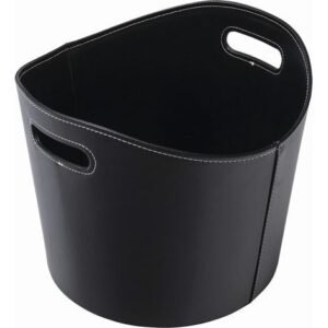 Werka Pro – Panier à bûches rond Ø39 cm x 31 cm – Similicuir noir