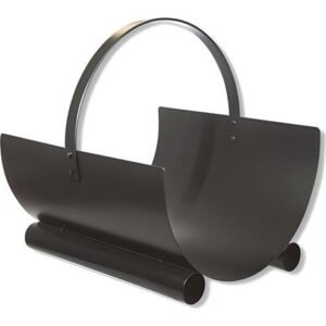 Porte bûches en fer forgé noir – Dimensions 23 x 40 x 40 cm – Design élégant pour intérieur et extérieur