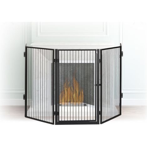 Relaxdays – Grille de protection pare-feu cheminée 5 pièces – Acier noir