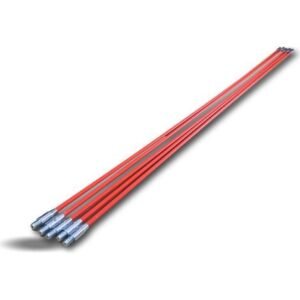 Kibros – Lot de 5 cannes de ramonage rouges 1,50 m – Fibre de verre enrobée polypropylène