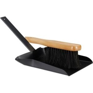 Pelle à cendres de cheminée et balayette en acier four poêle cheminée 37 cm noir